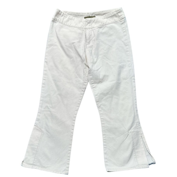Qupid Jeans Flared Split Hem Flat Front  Cropped Pants in Cream - Picture 1 of 7